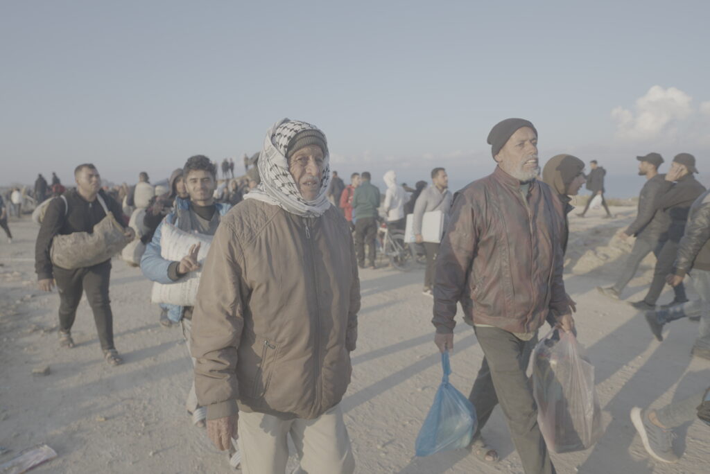 Displaced Palestinians fleeing from the ongoing bombardment of their homeland in Gaza, Palestine