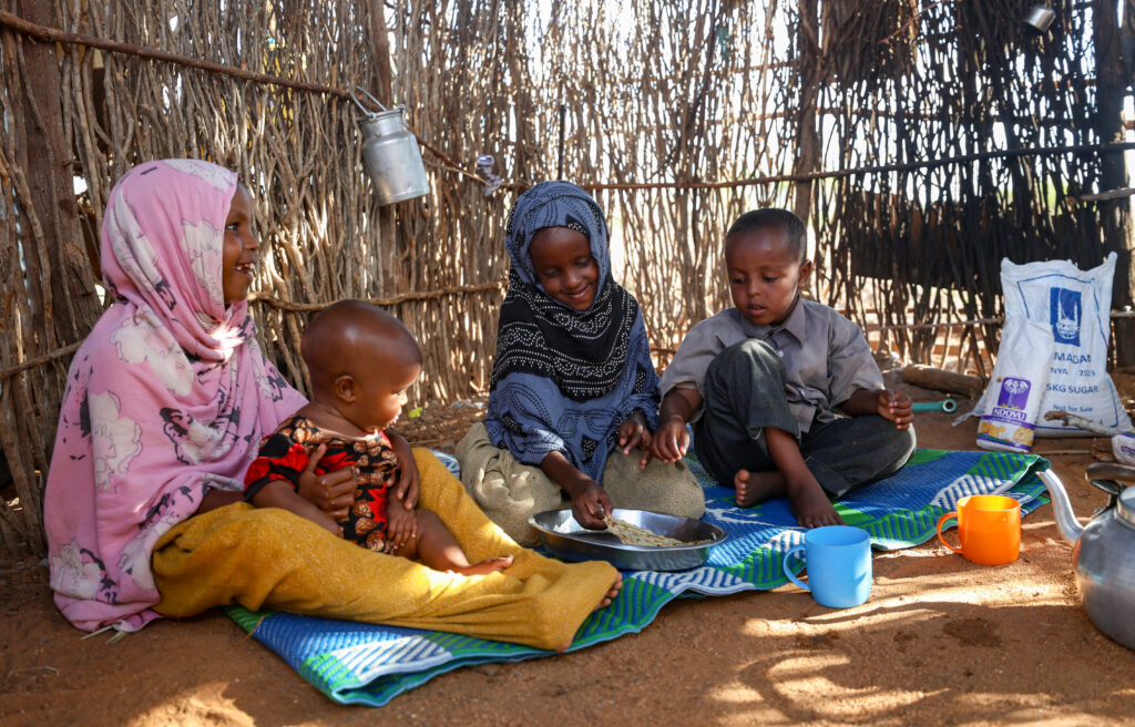 In Kenya, four of Fatuma's children, the youngest being nine months.   