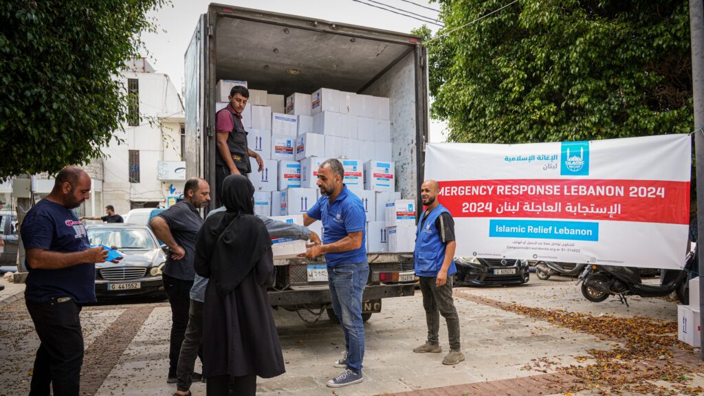 Islamic Relief staff distributing emergency aid to civilians during the ongoing crisis.