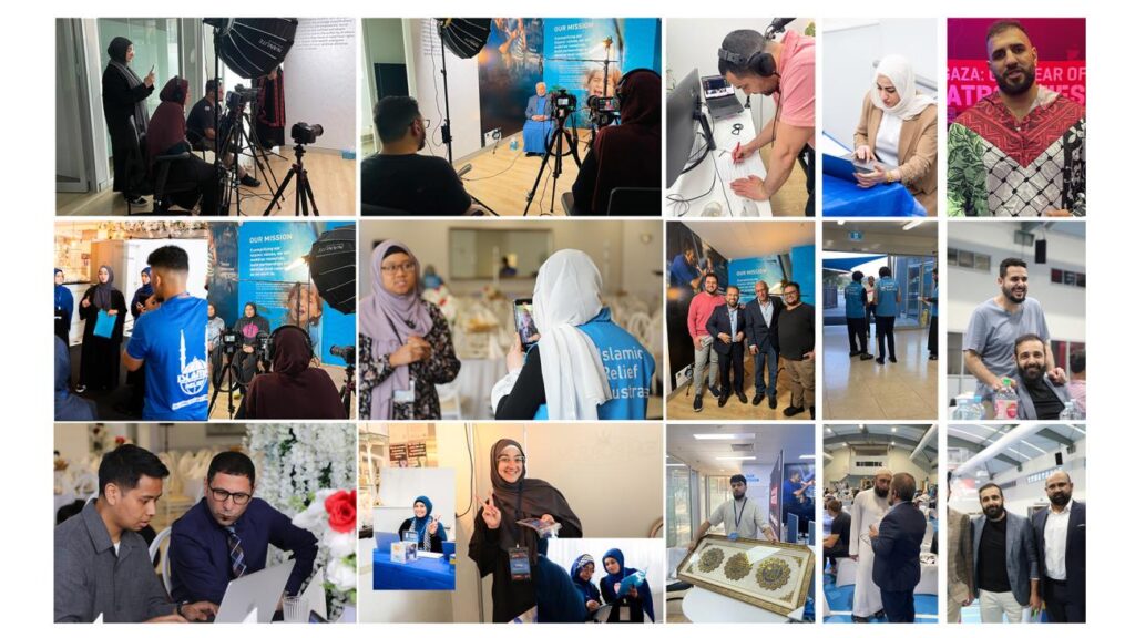 Collage of images from the events, detailing the preparation of the Islamic Relief Australia team in Sydney, Melbourne, and Brisbane for their respective event