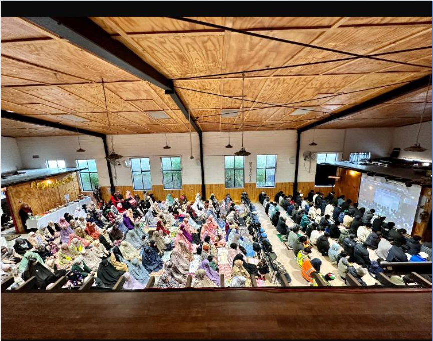 Community doing Eid prayer at OneSpace (Madania Foundation). 