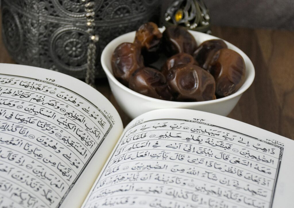 Eating dates for iftar and reading Quran are some of the recommended acts when fasting (one of the five pillars of Islam) for Ramadan