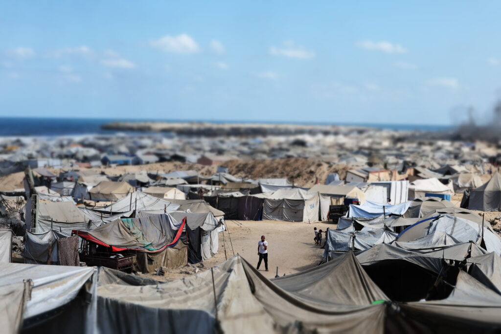 Sumud means displaced persons setting a makeshift camp amid ongoing conflict