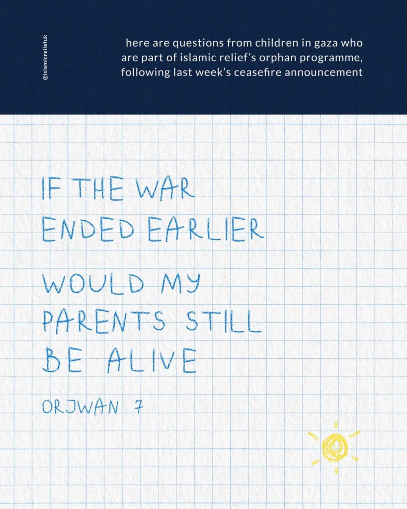 Gallery featuring heartbreaking messages from Gaza's orphan children